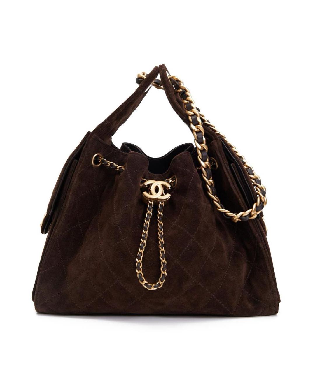 CHANEL Коричневая замшевая сумка через плечо, фото 1