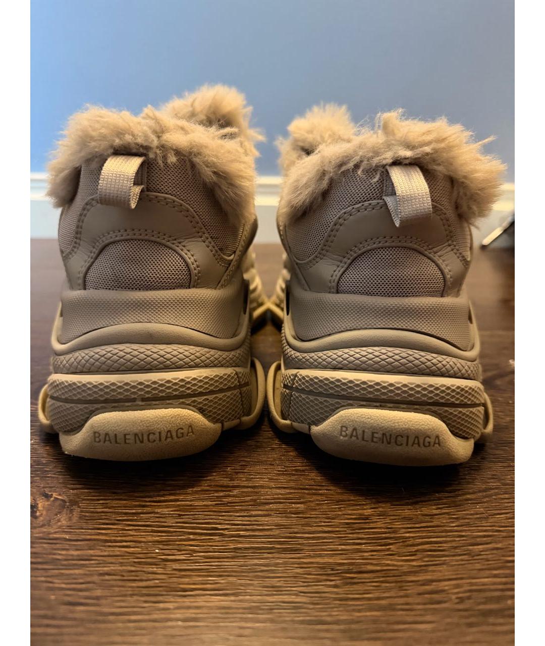 BALENCIAGA Бежевые кожаные кроссовки, фото 4