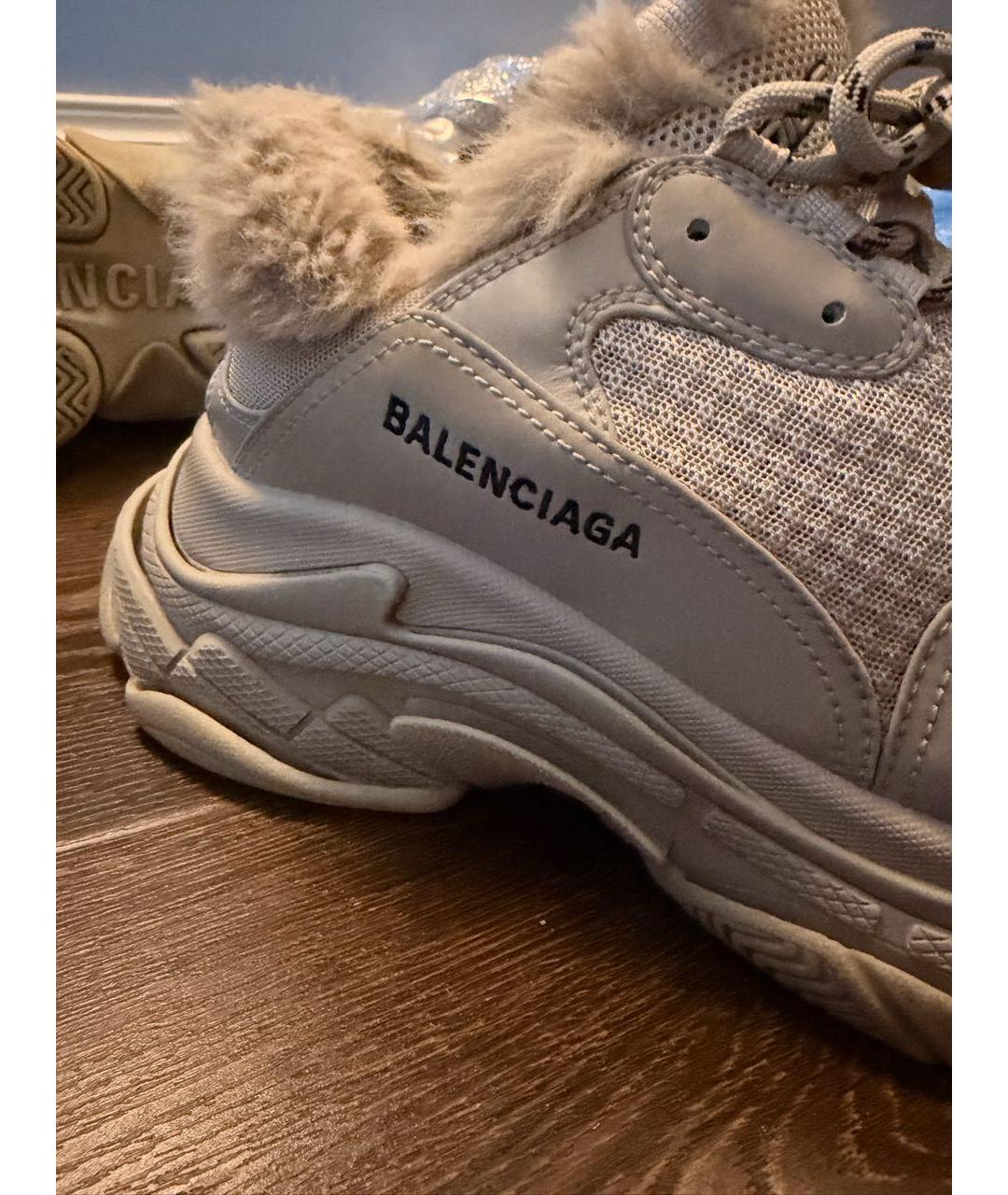 BALENCIAGA Бежевые кожаные кроссовки, фото 5