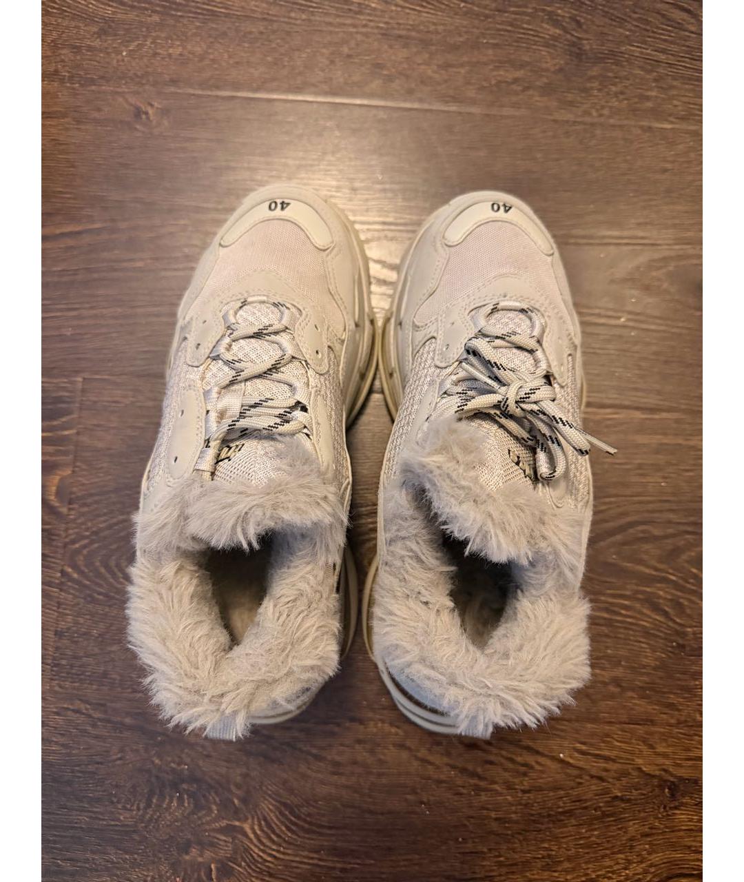 BALENCIAGA Бежевые кожаные кроссовки, фото 3