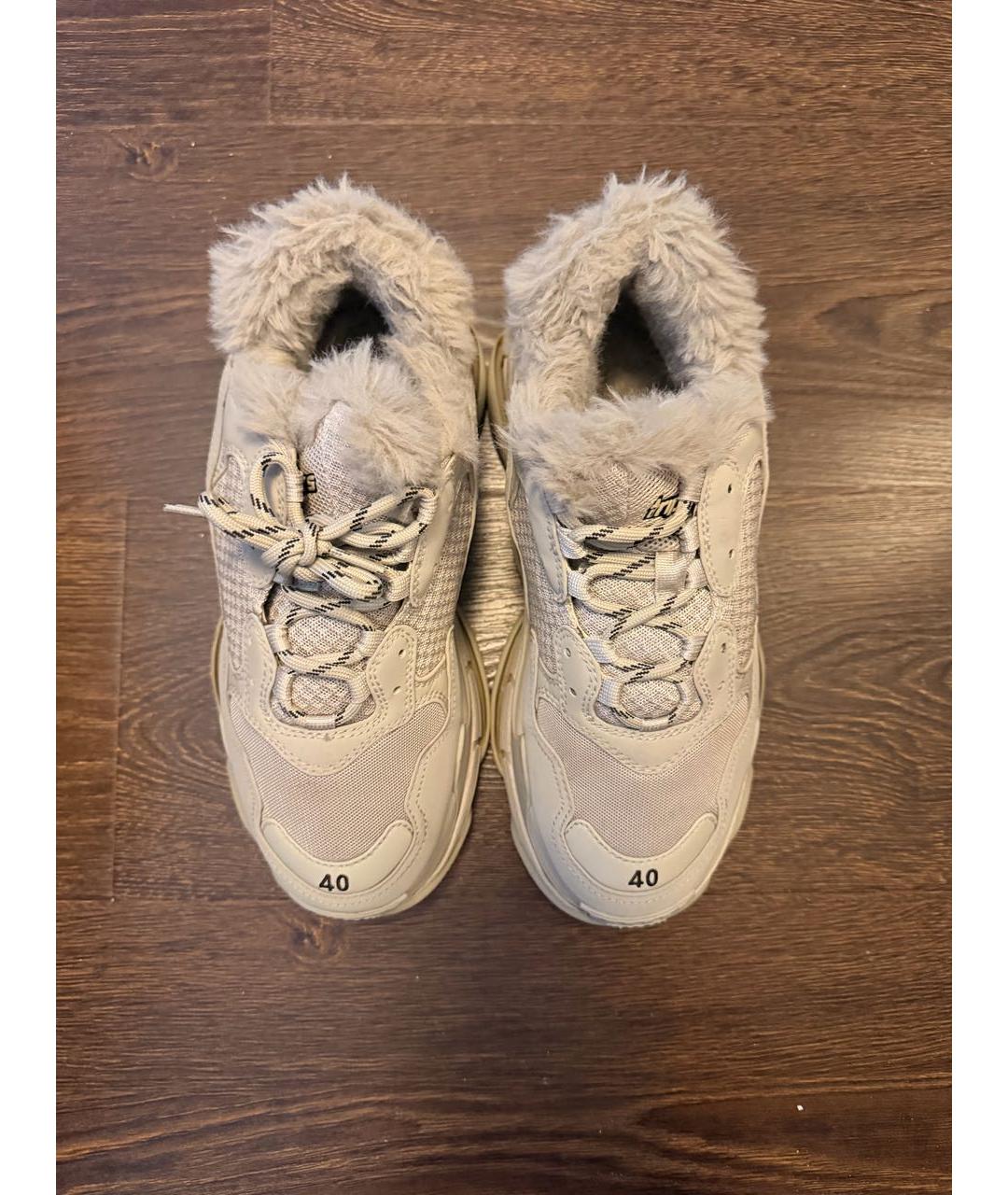 BALENCIAGA Бежевые кожаные кроссовки, фото 2