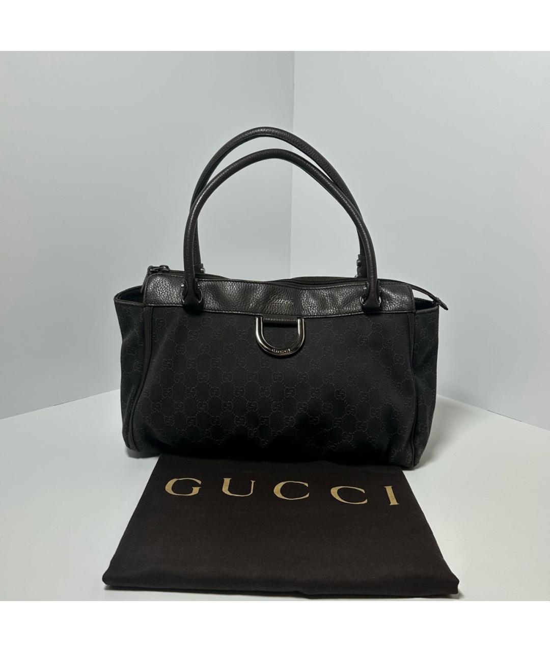 GUCCI Черная хлопковая сумка с короткими ручками, фото 8