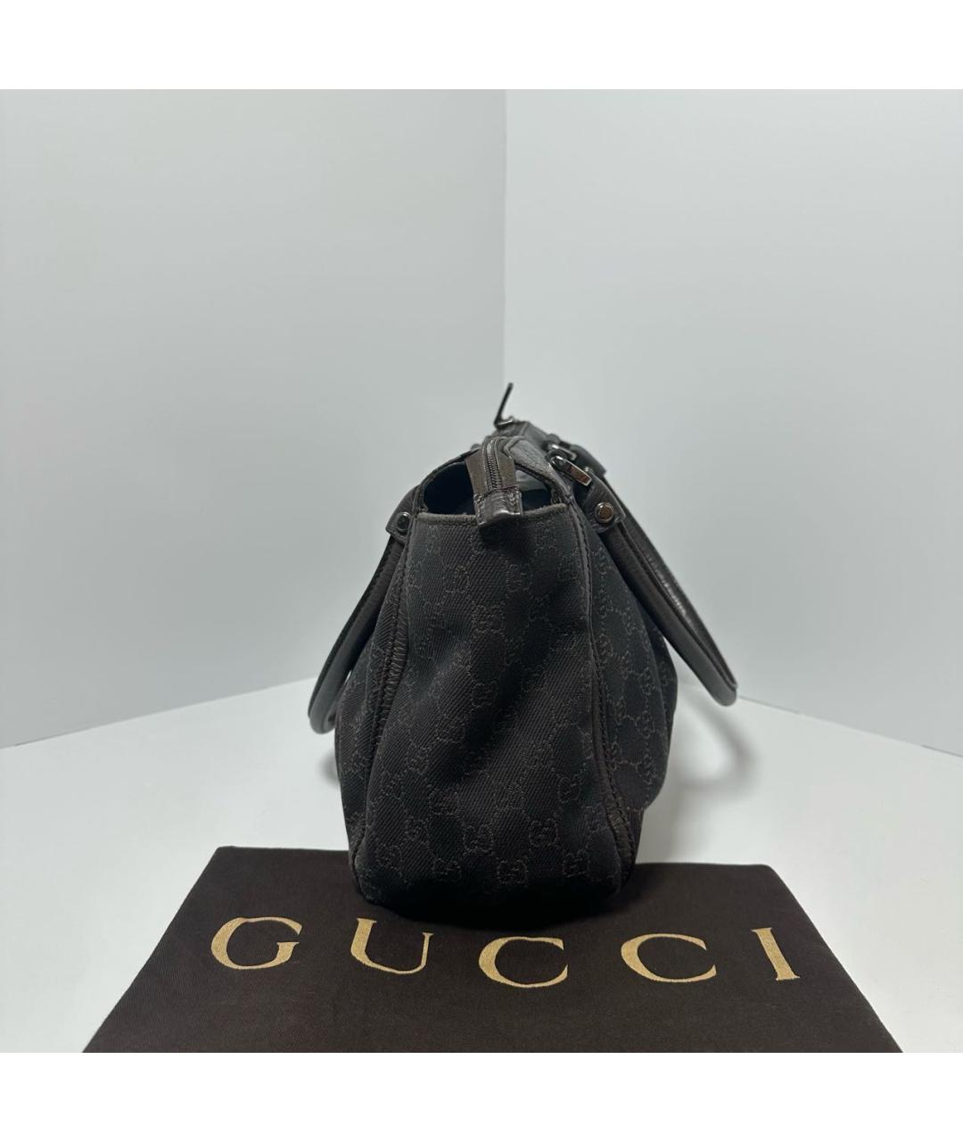 GUCCI Черная хлопковая сумка с короткими ручками, фото 4