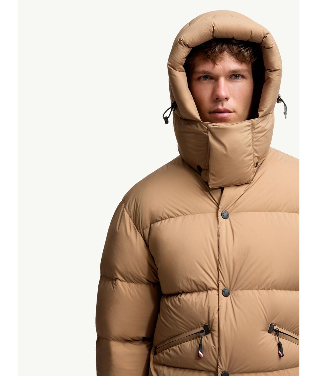 MONCLER Коричневый полиамидовый пуховик, фото 6