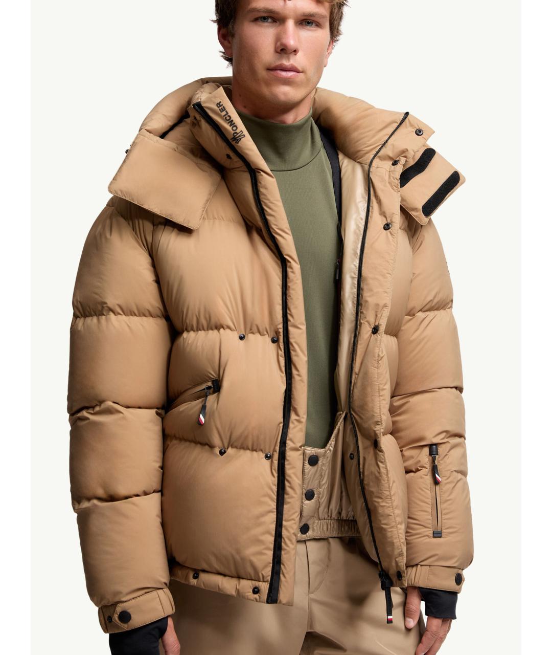 MONCLER Коричневый полиамидовый пуховик, фото 8