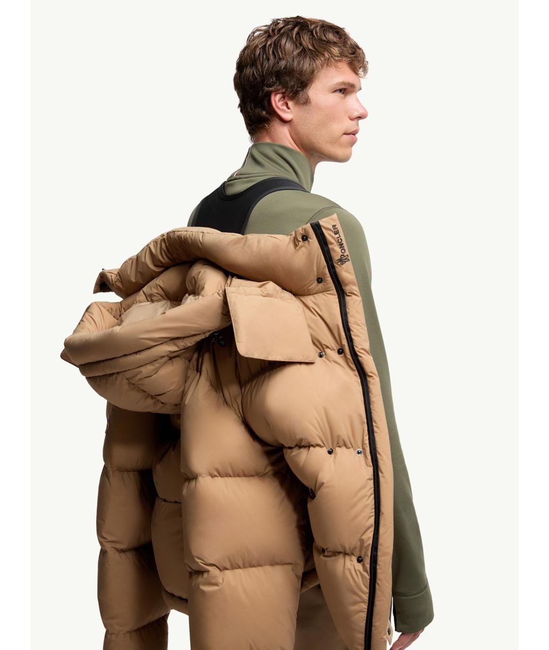 MONCLER Коричневый полиамидовый пуховик, фото 9