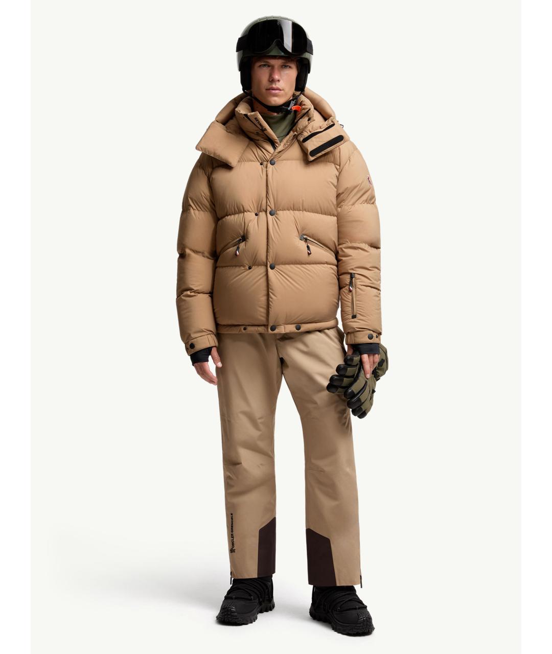 MONCLER Коричневый полиамидовый пуховик, фото 2