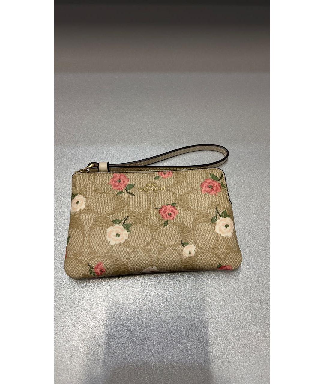 COACH Бежевый кожаный кошелек, фото 5