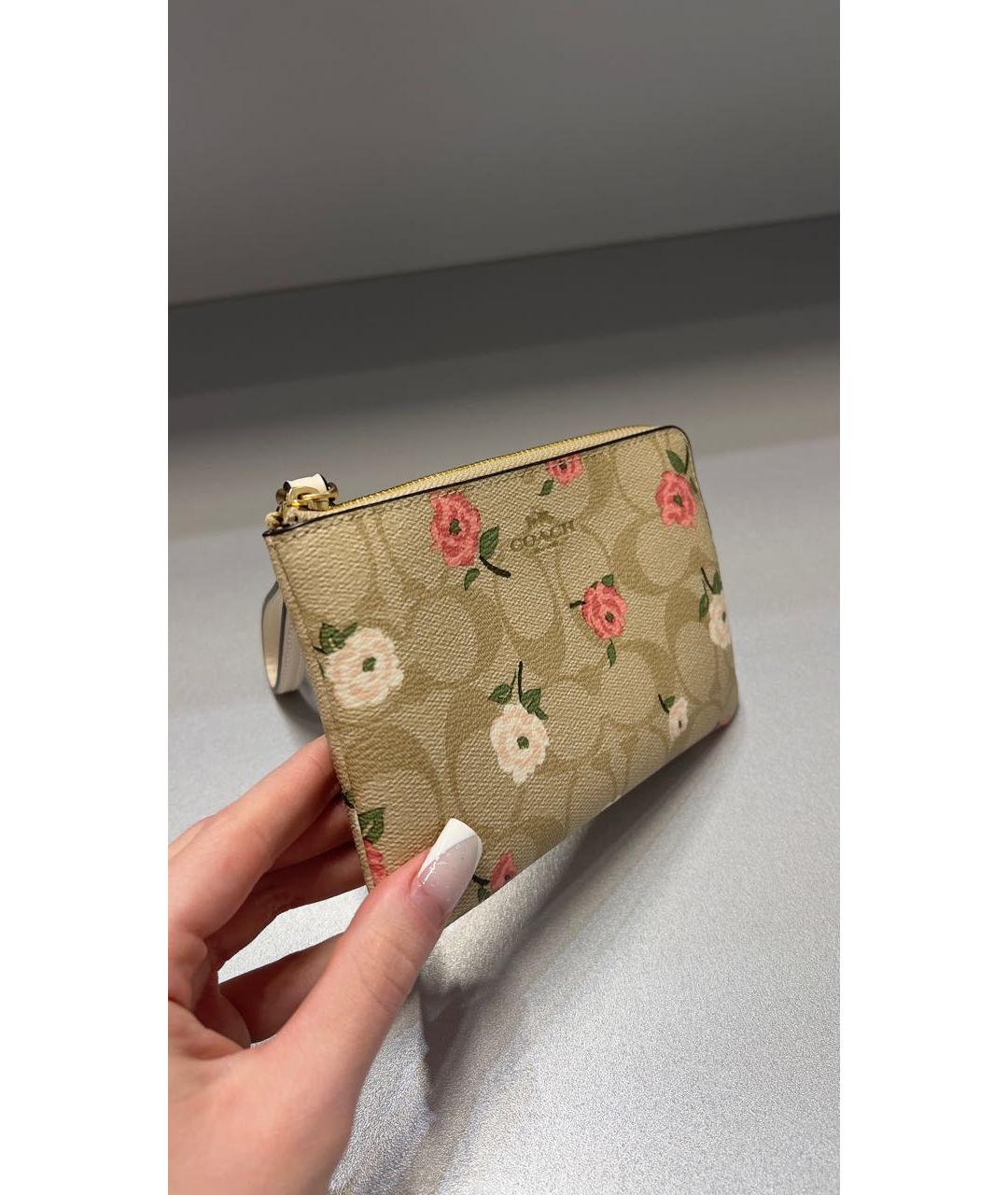 COACH Бежевый кожаный кошелек, фото 2