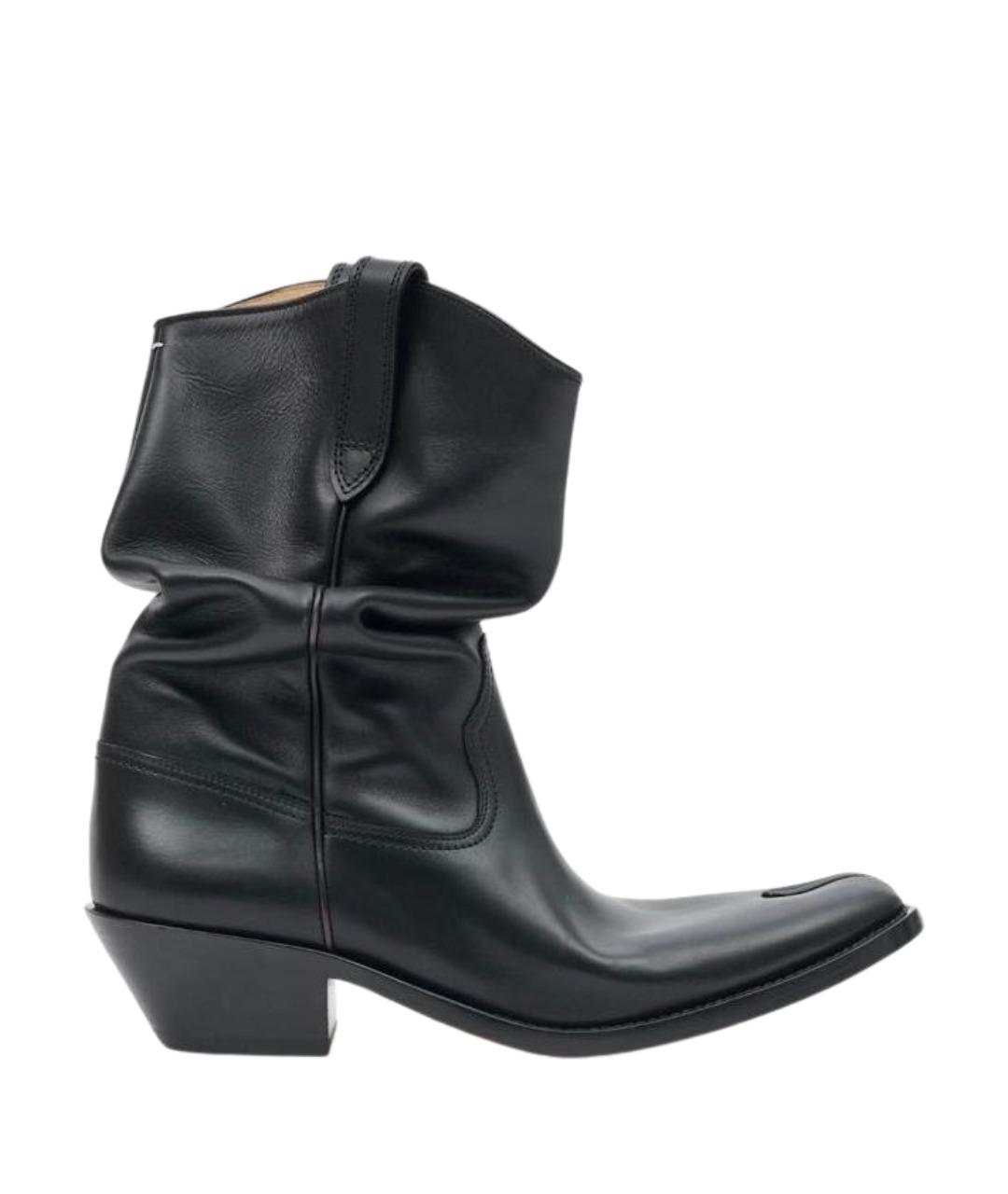 MAISON MARGIELA Черные кожаные полусапоги, фото 1