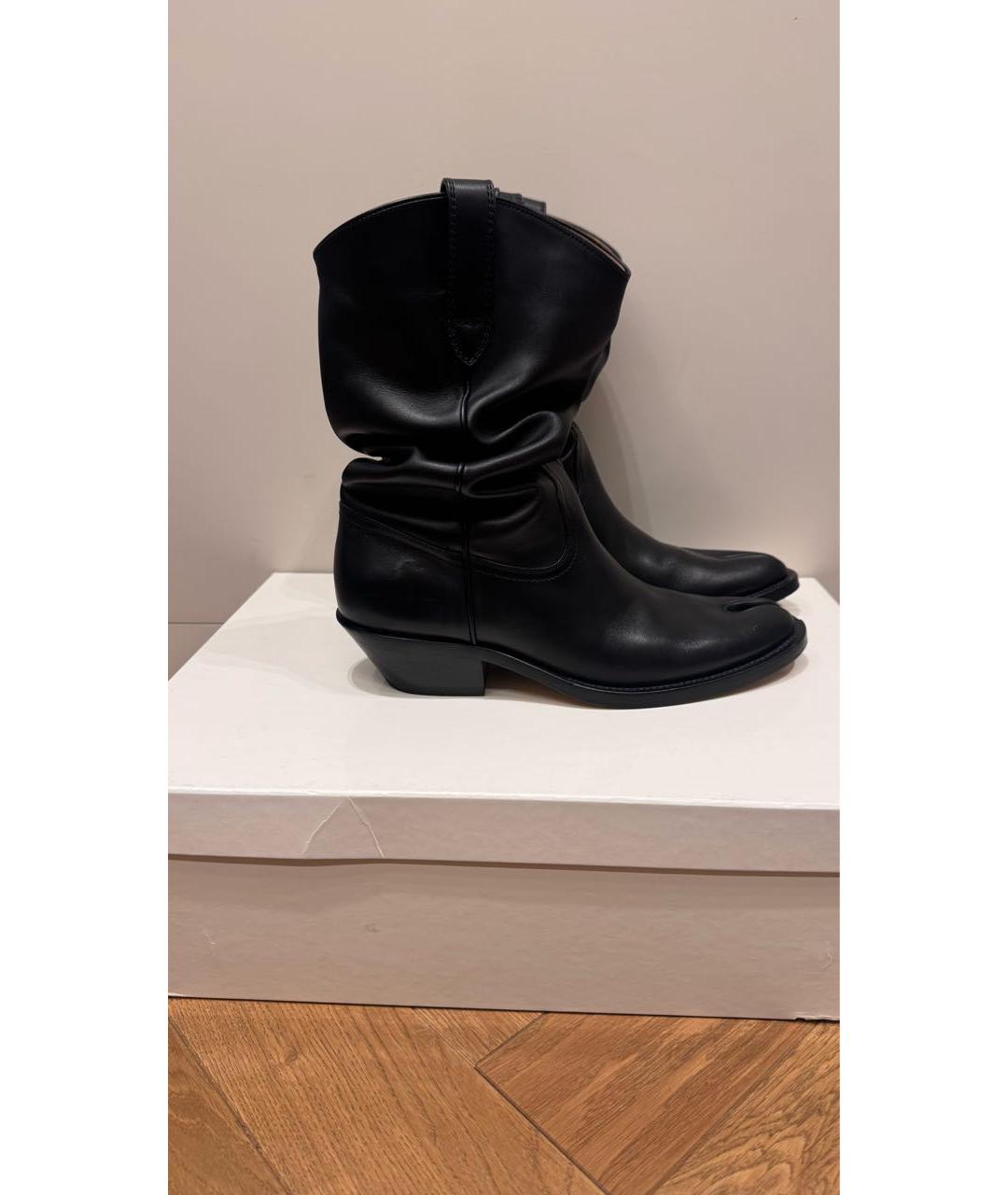 MAISON MARGIELA Черные кожаные полусапоги, фото 3