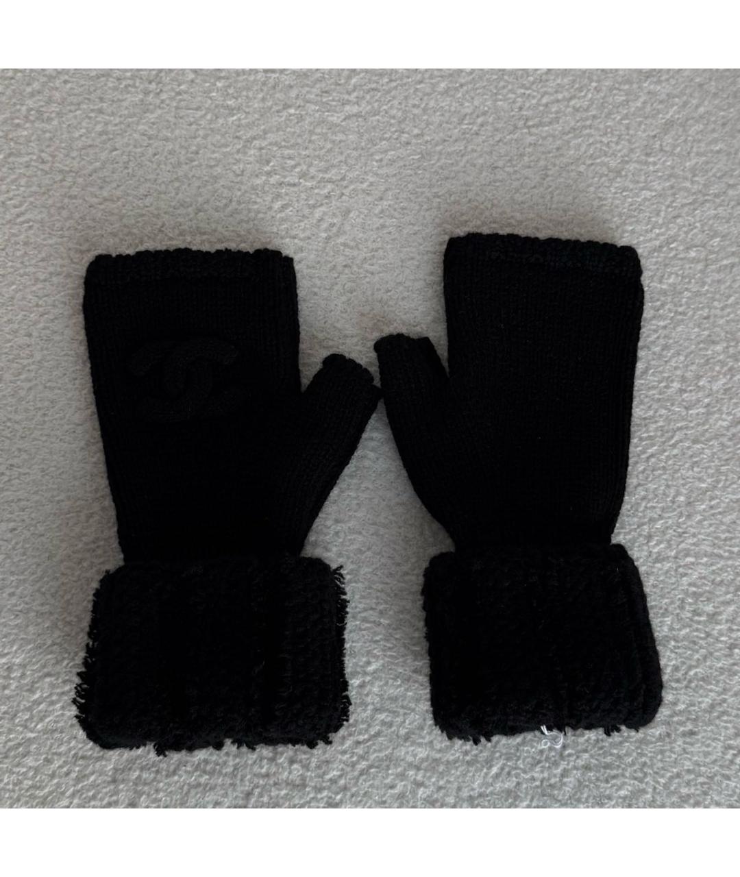 CHANEL Черные кашемировые митенки, фото 7