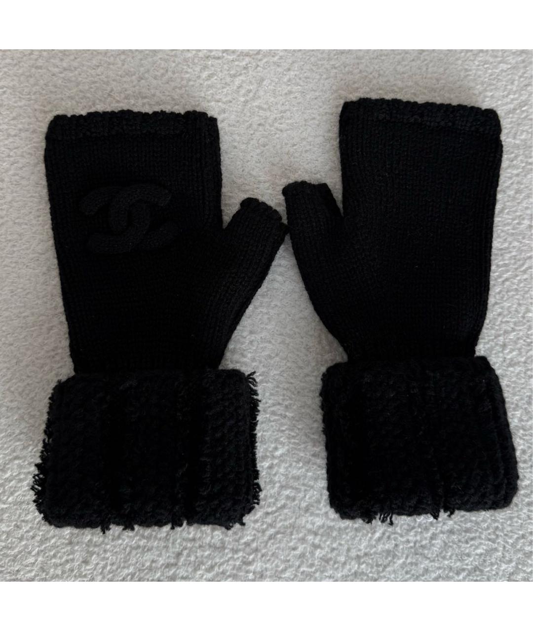 CHANEL Черные кашемировые митенки, фото 5