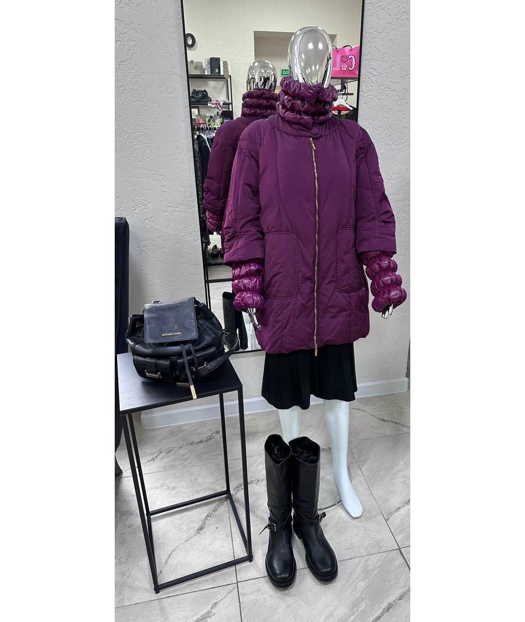 MONCLER Фуксия полиэстеровый пуховик, фото 6