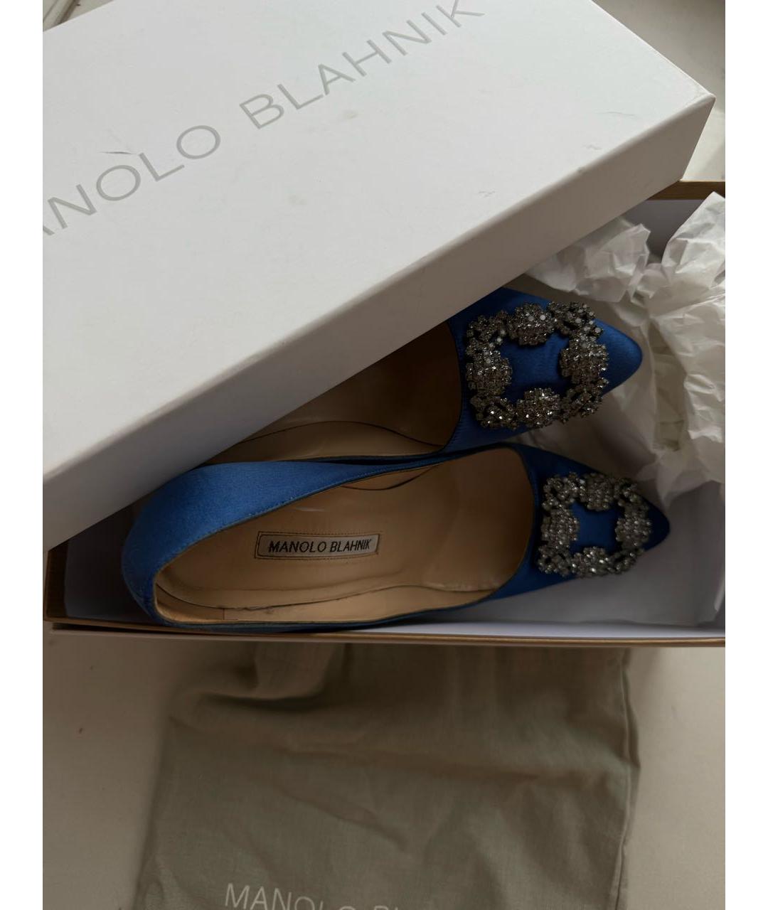 MANOLO BLAHNIK Синие текстильные туфли, фото 8