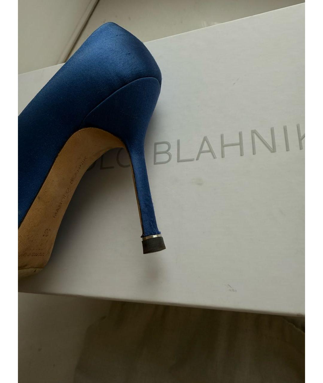 MANOLO BLAHNIK Синие текстильные туфли, фото 6