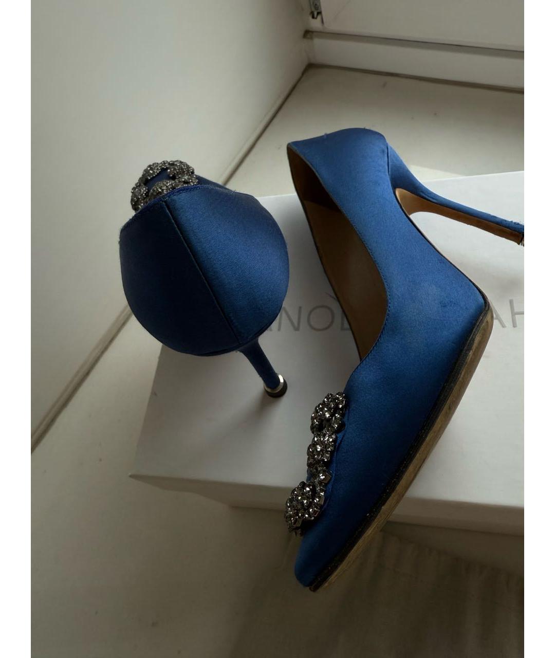 MANOLO BLAHNIK Синие текстильные туфли, фото 7