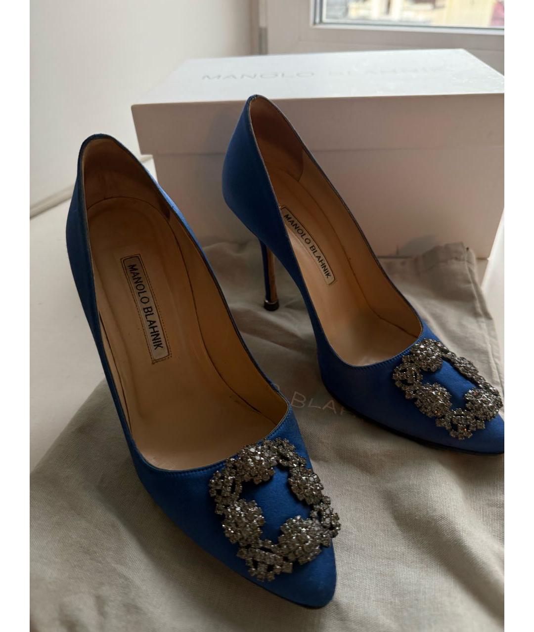 MANOLO BLAHNIK Синие текстильные туфли, фото 3