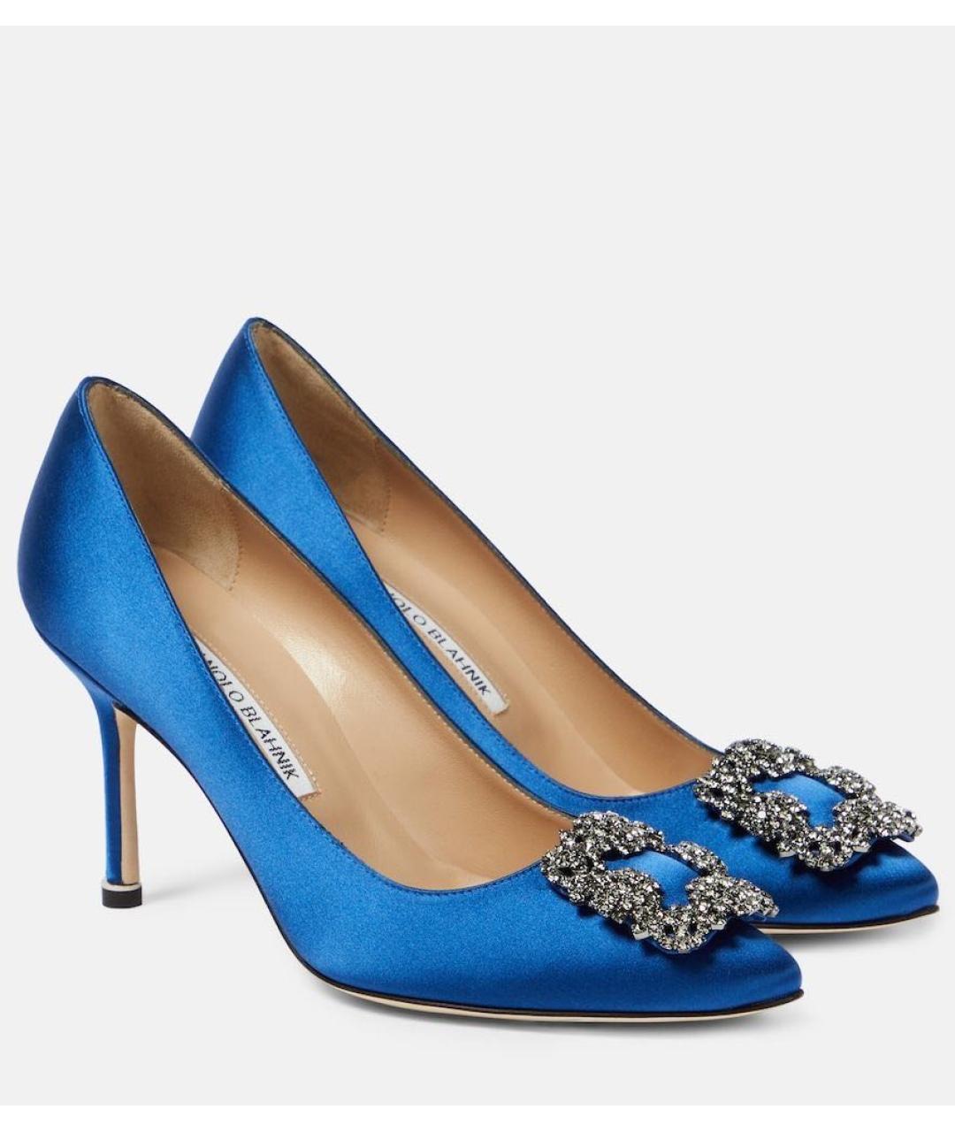 MANOLO BLAHNIK Синие текстильные туфли, фото 9