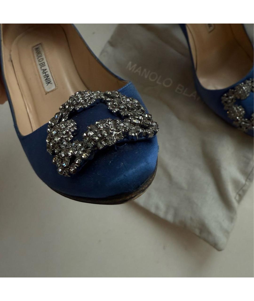 MANOLO BLAHNIK Синие текстильные туфли, фото 4