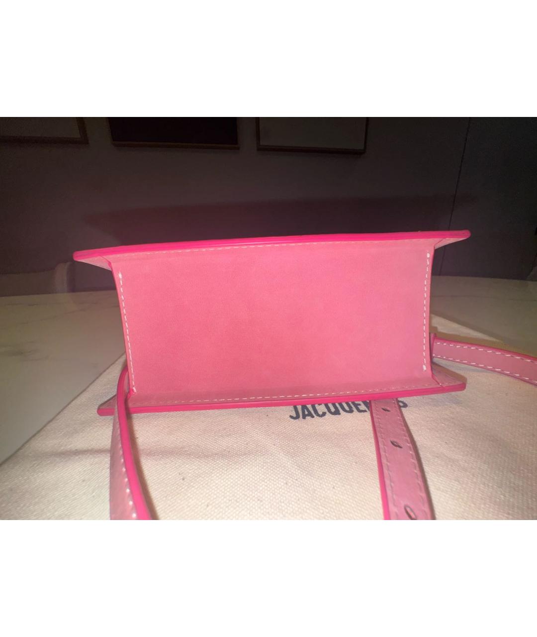 JACQUEMUS Розовая бархатная сумка через плечо, фото 5