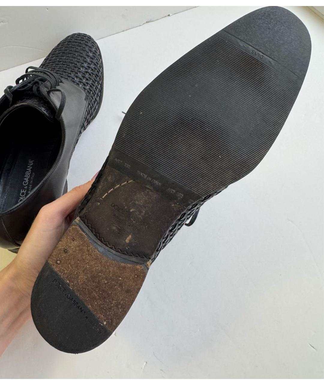 DOLCE&GABBANA Черные кожаные низкие ботинки, фото 4