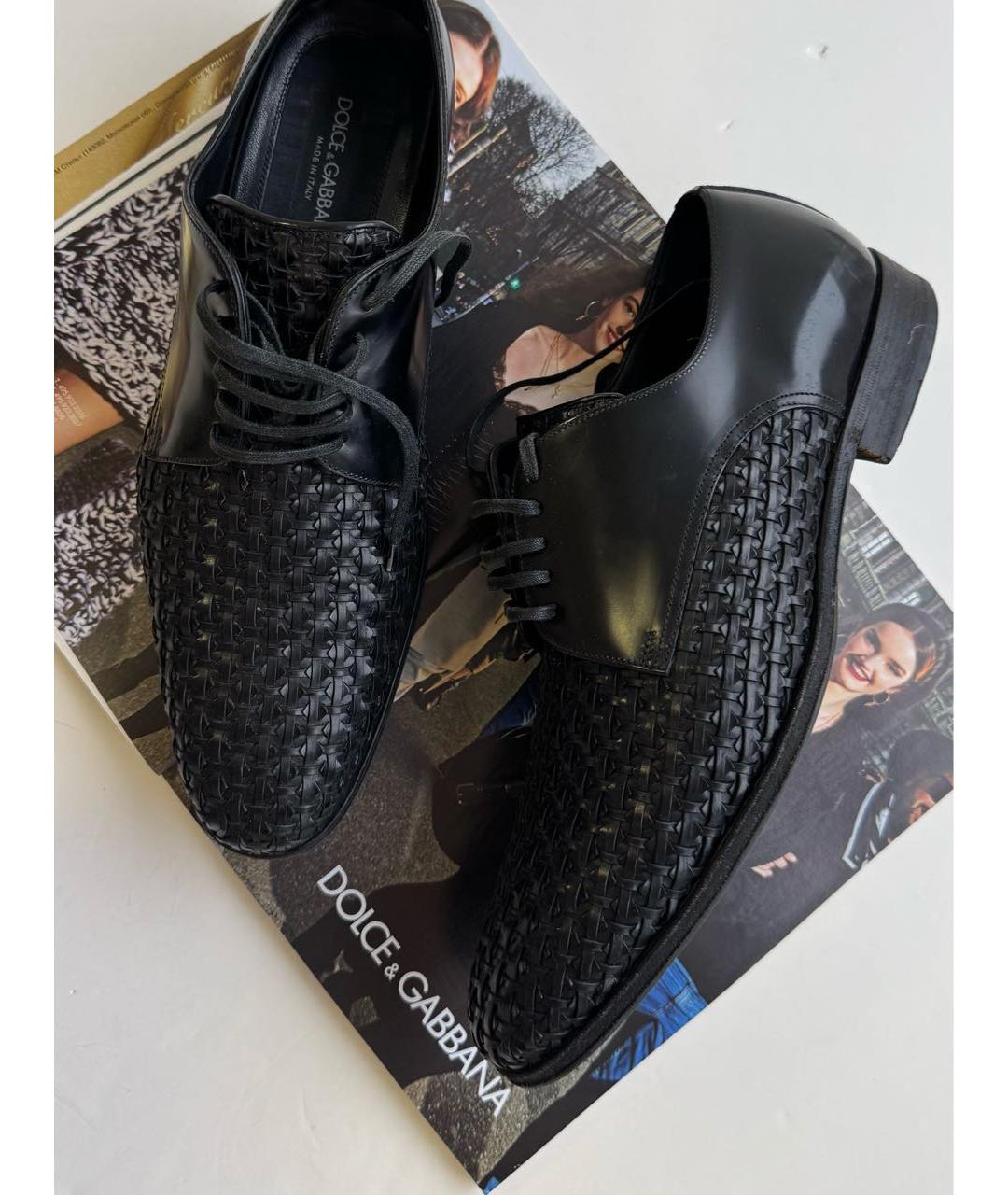 DOLCE&GABBANA Черные кожаные низкие ботинки, фото 5