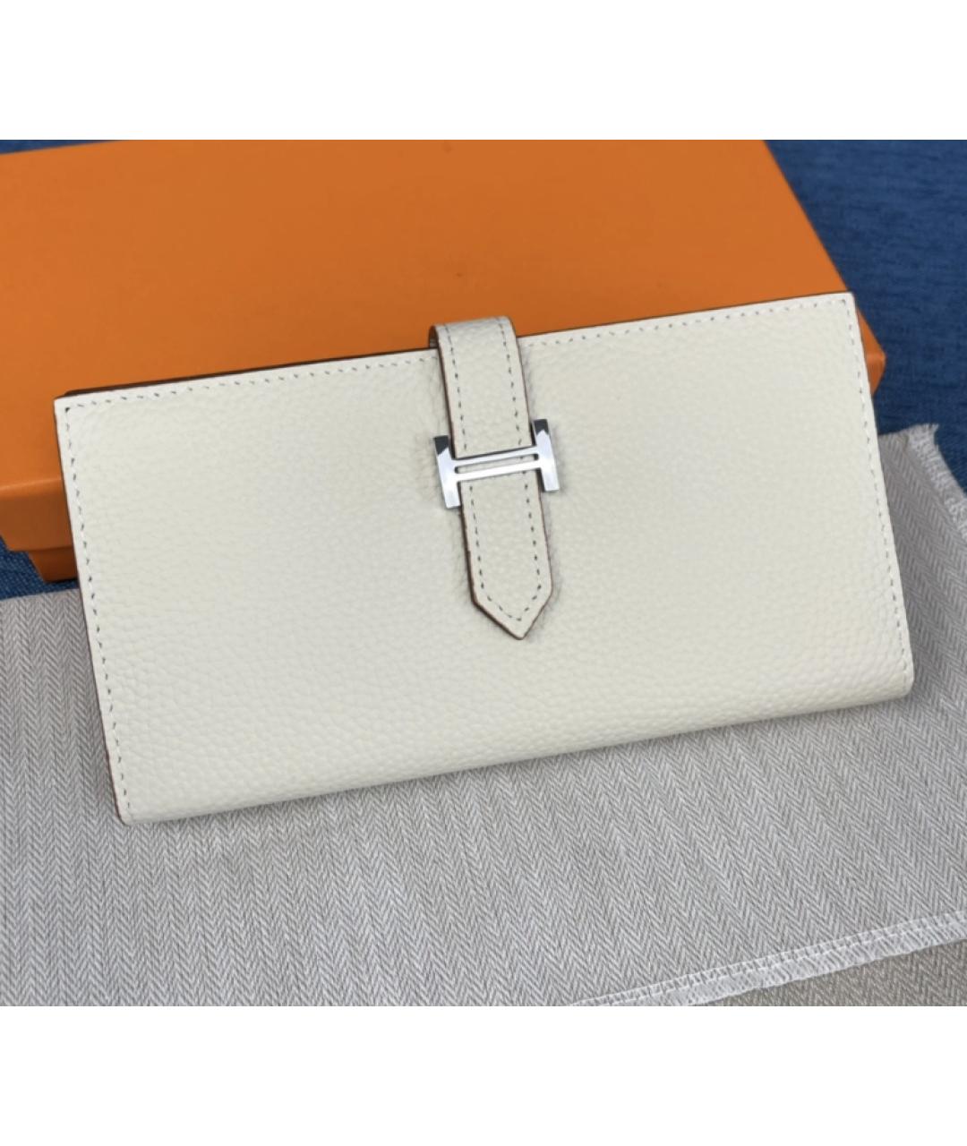 HERMES Белый кожаный кошелек, фото 7