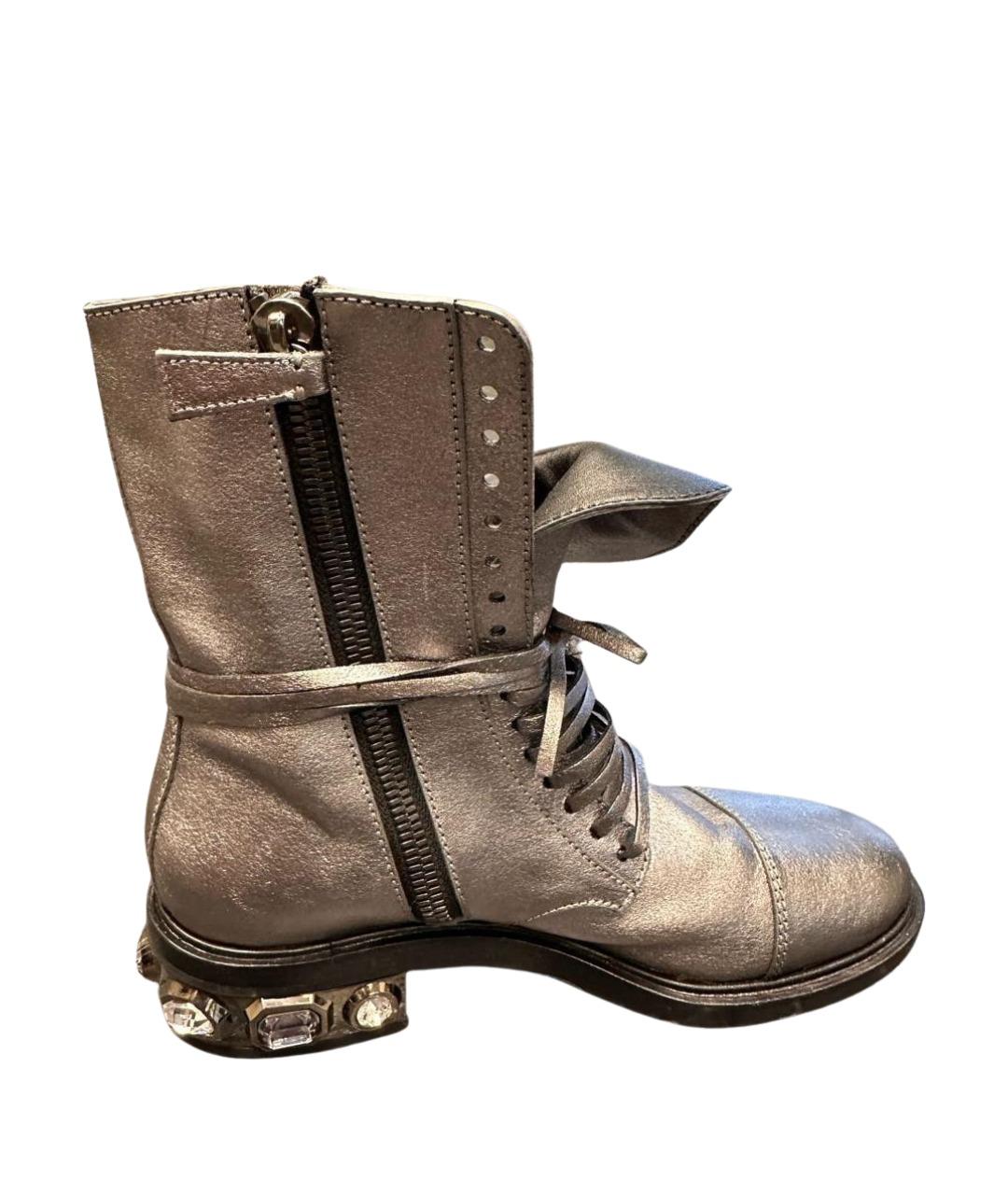 CASADEI Серебряные кожаные ботинки, фото 1