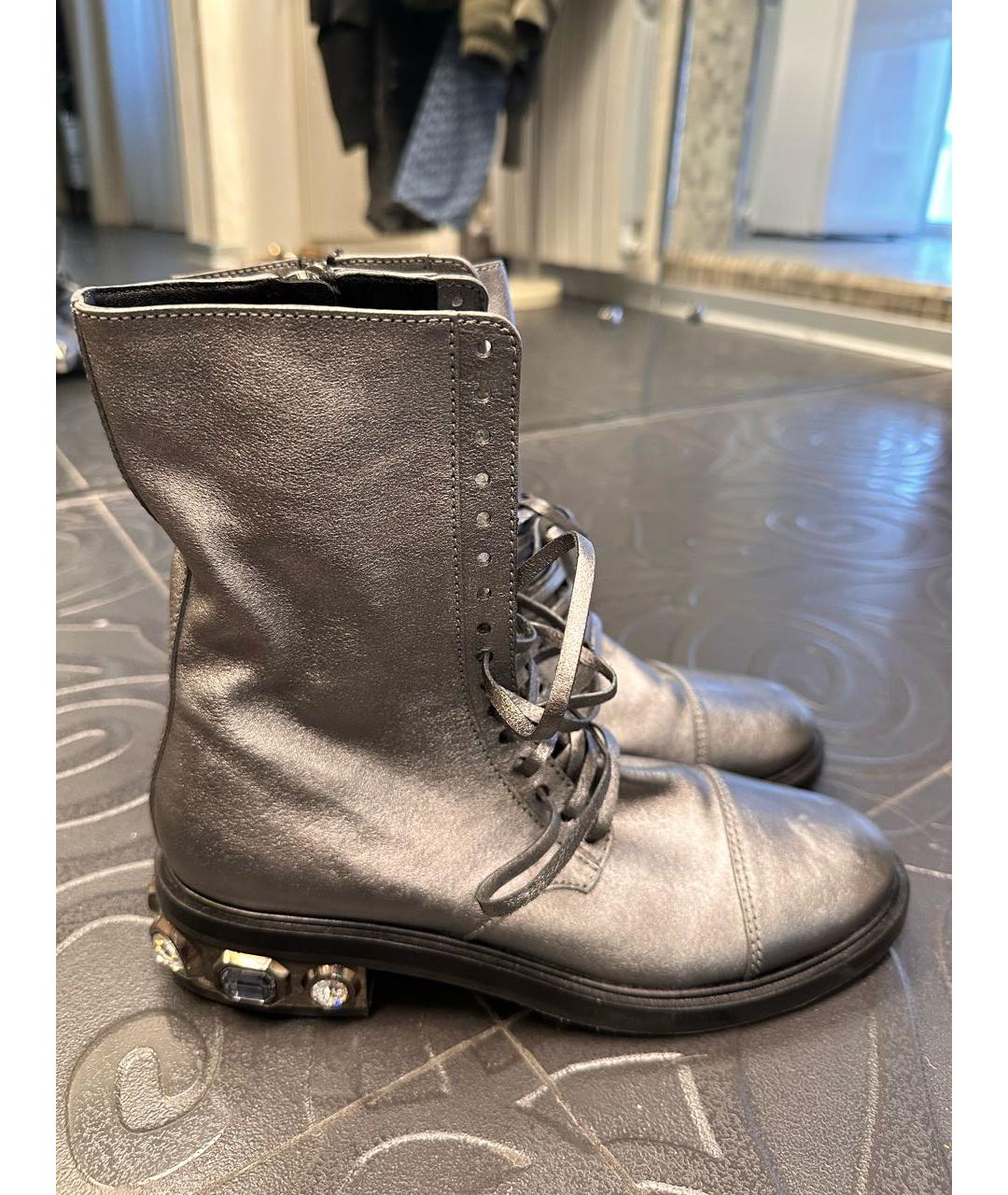 CASADEI Серебряные кожаные ботинки, фото 2