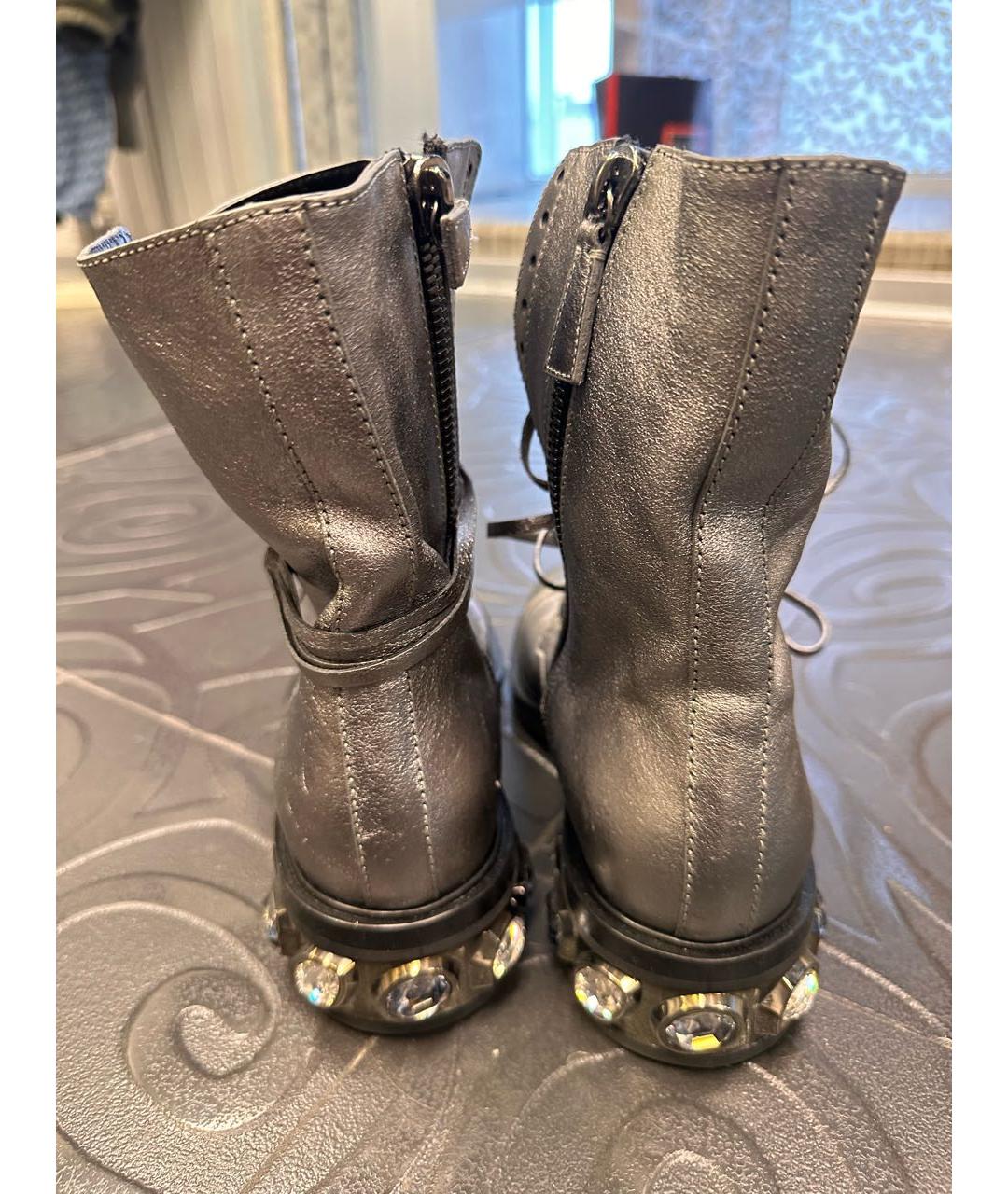 CASADEI Серебряные кожаные ботинки, фото 5