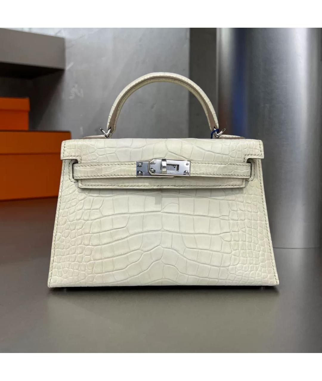 HERMES Белая кожаная сумка через плечо, фото 5
