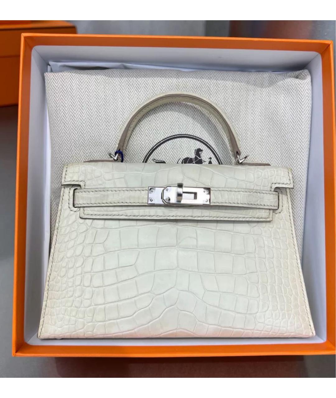 HERMES Белая кожаная сумка через плечо, фото 4