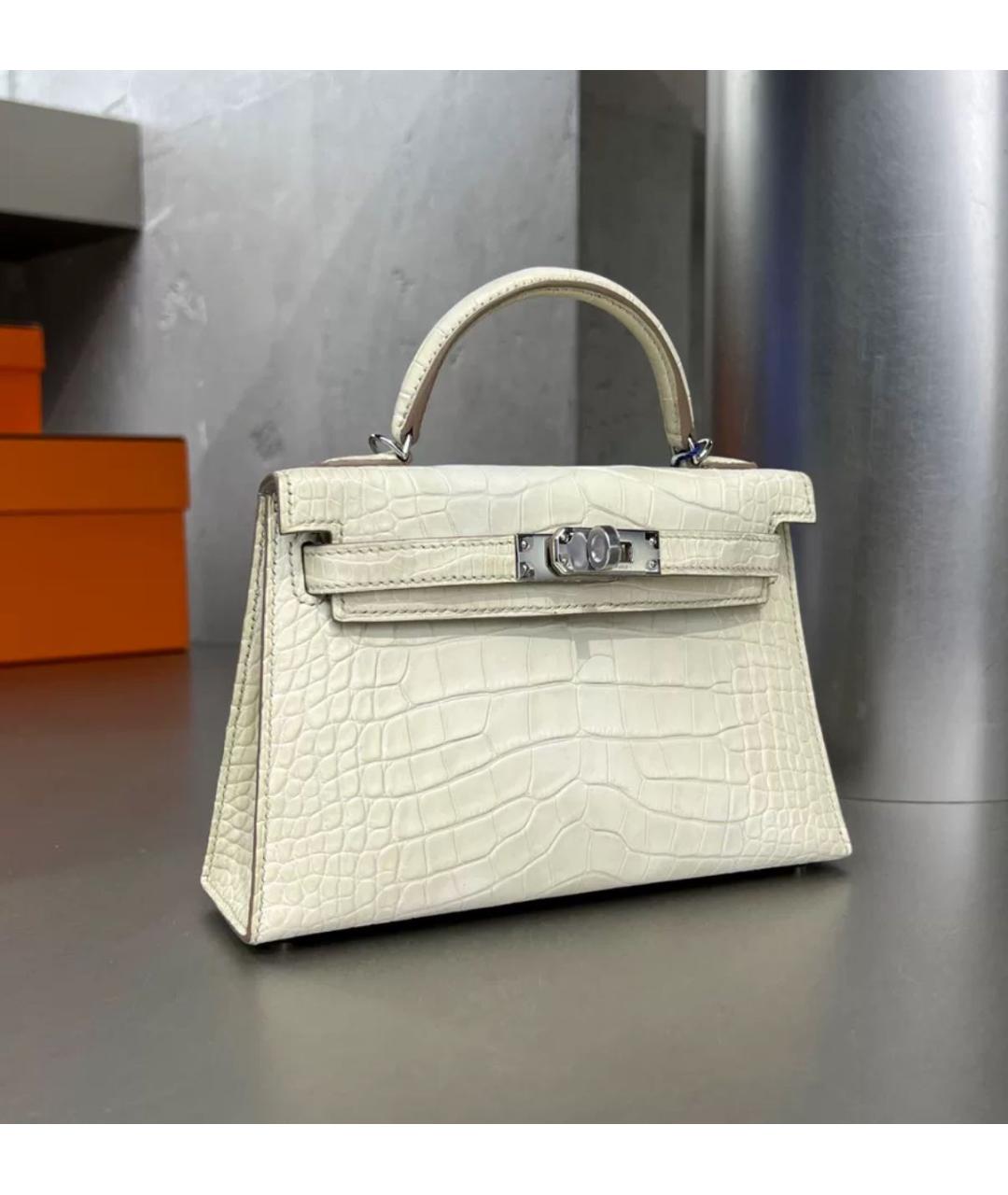 HERMES Белая кожаная сумка через плечо, фото 3