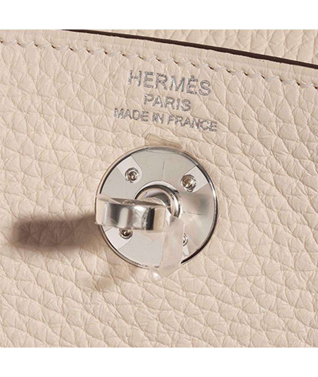 HERMES Бежевая кожаная сумка через плечо, фото 7