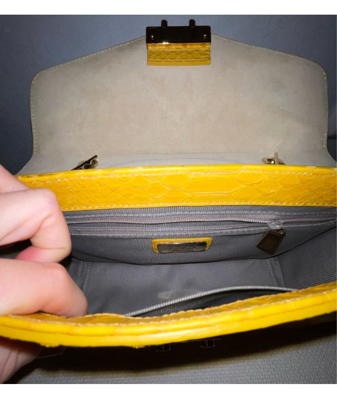 FURLA Желтая сумка через плечо из экзотической кожи, фото 4