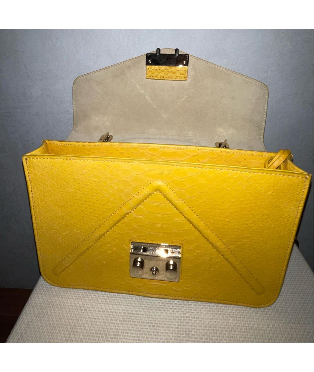 FURLA Желтая сумка через плечо из экзотической кожи, фото 3