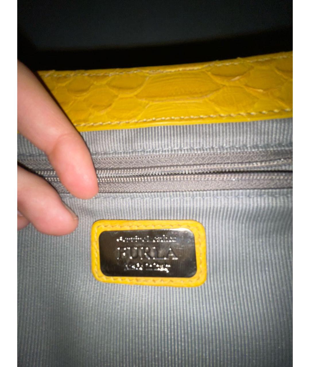FURLA Желтая сумка через плечо из экзотической кожи, фото 5