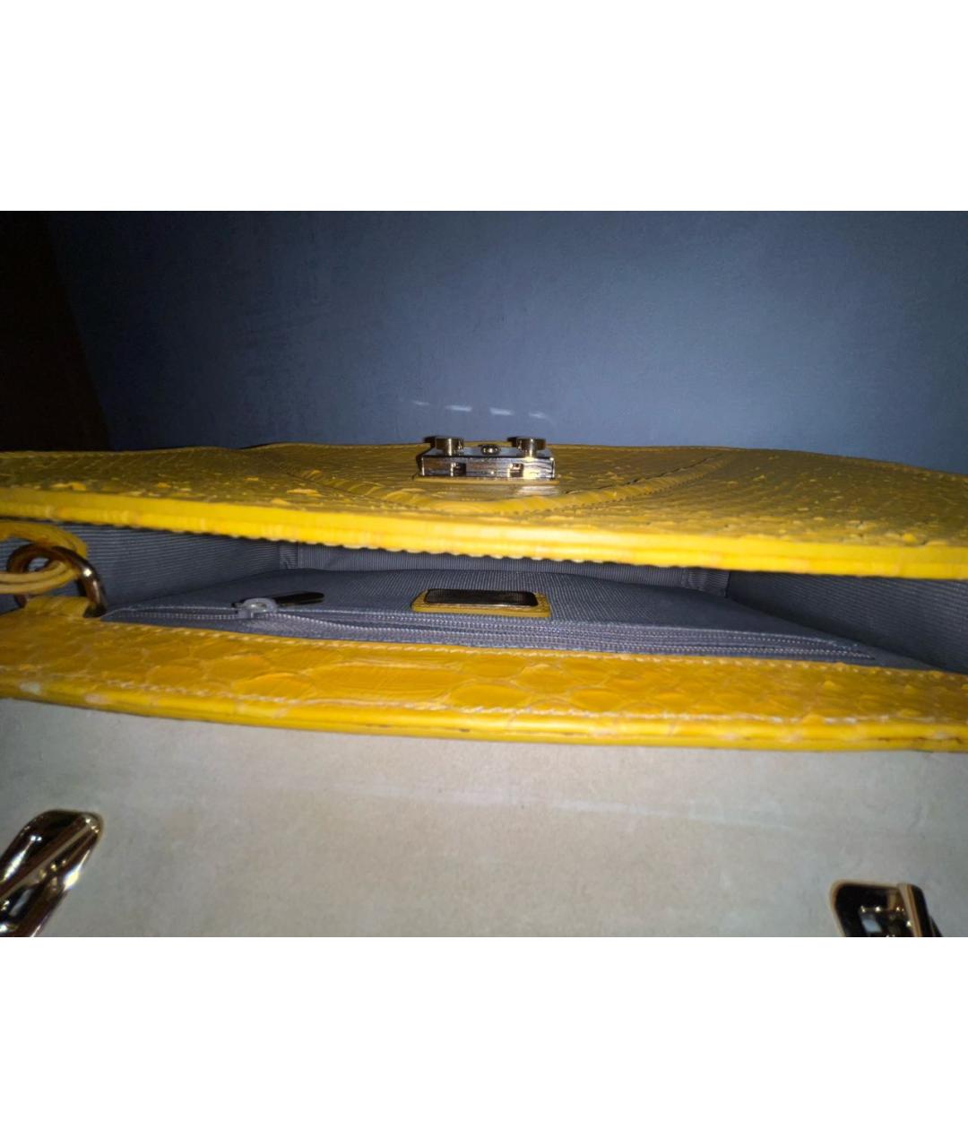 FURLA Желтая сумка через плечо из экзотической кожи, фото 6