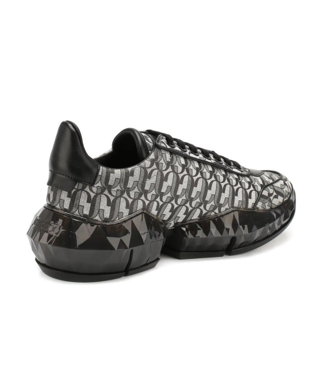 JIMMY CHOO Серебряные кожаные кроссовки, фото 3