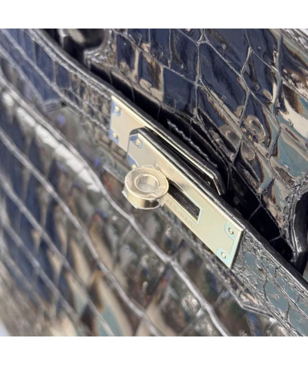 HERMES Черная кожаная сумка с короткими ручками, фото 5