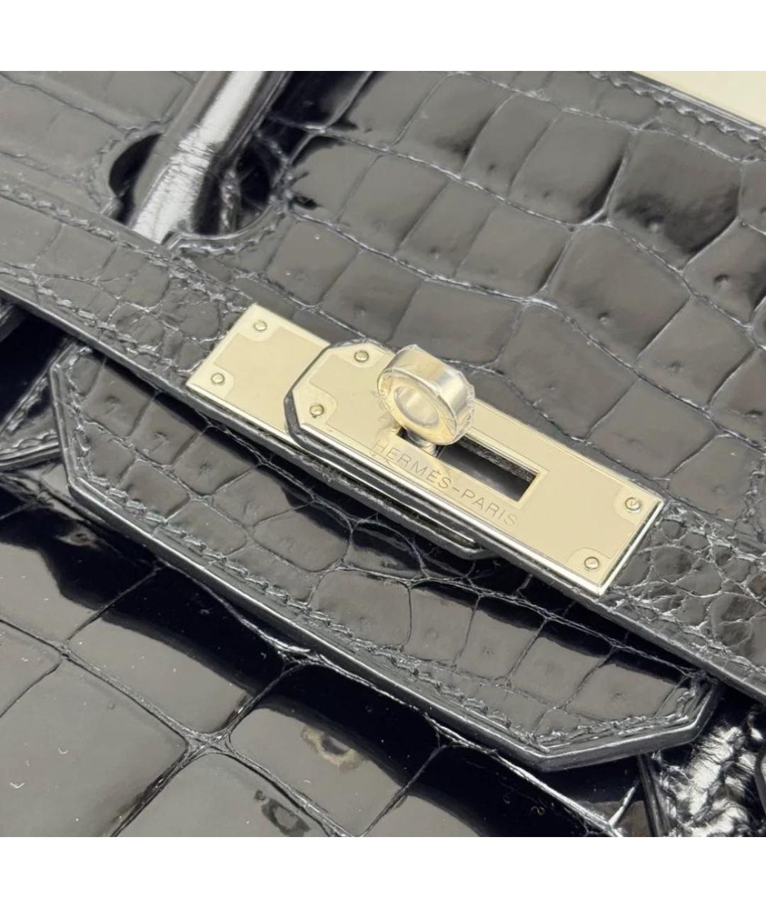 HERMES Черная кожаная сумка с короткими ручками, фото 4