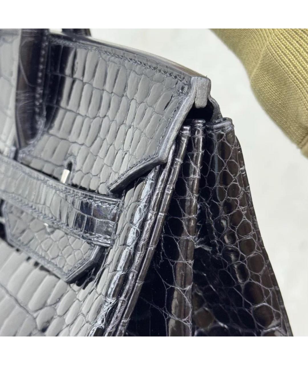 HERMES Черная кожаная сумка с короткими ручками, фото 8