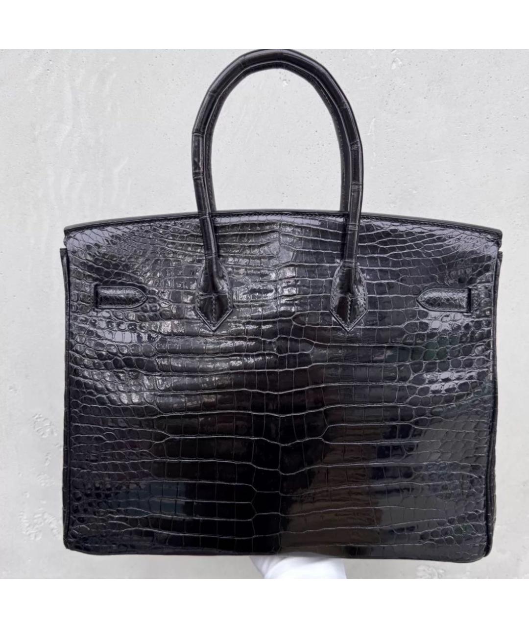 HERMES Черная кожаная сумка с короткими ручками, фото 2