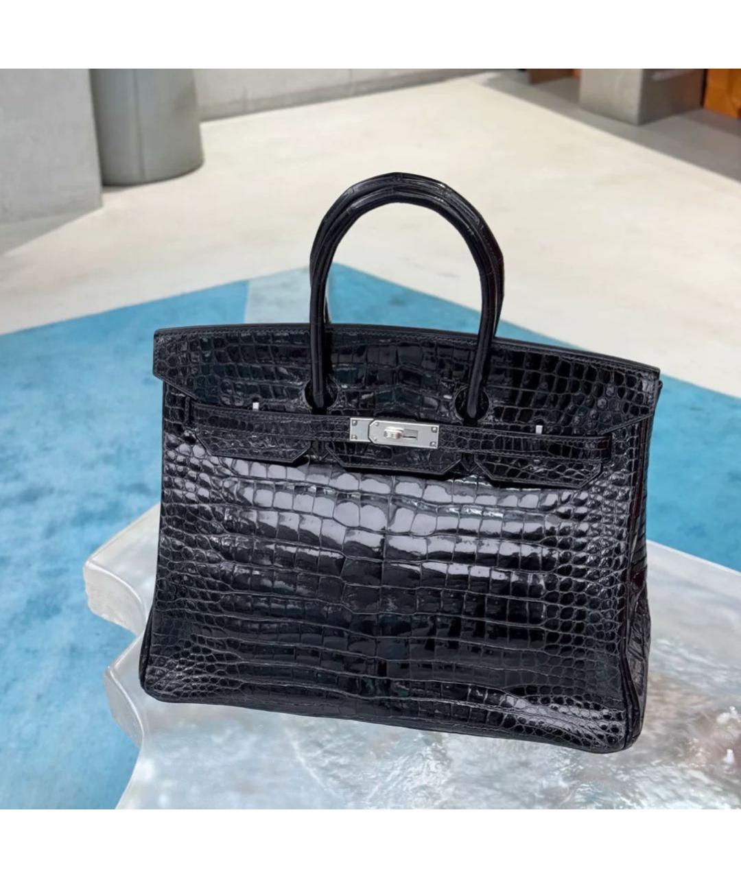 HERMES Черная кожаная сумка с короткими ручками, фото 9