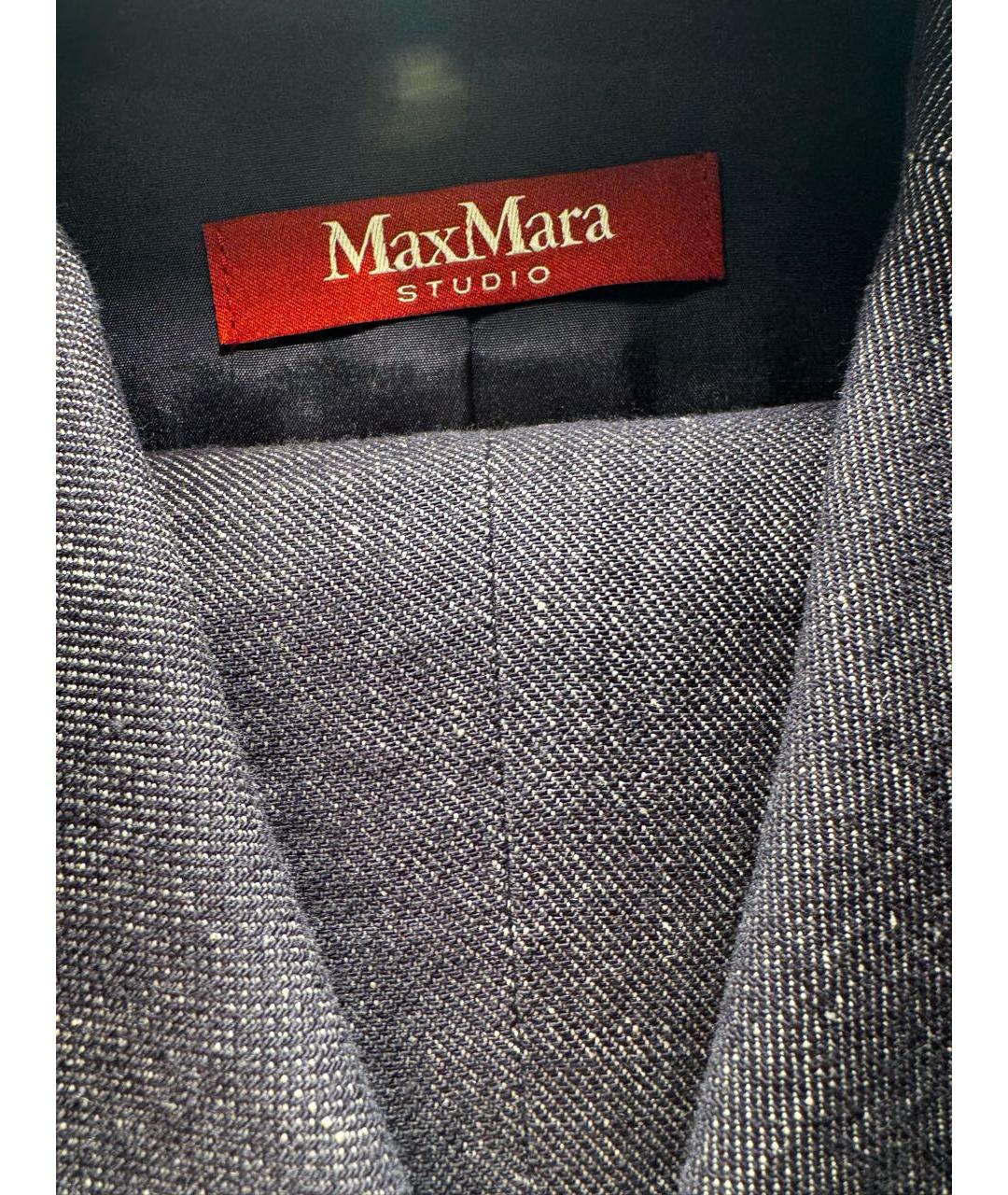 MAX MARA STUDIO Темно-синий хлопковый костюм с брюками, фото 3