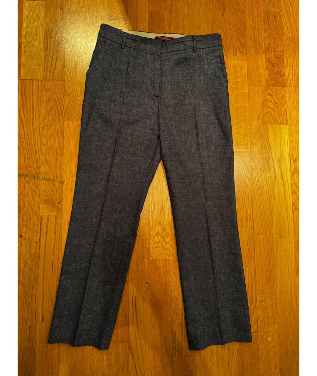 MAX MARA STUDIO Темно-синий хлопковый костюм с брюками, фото 2