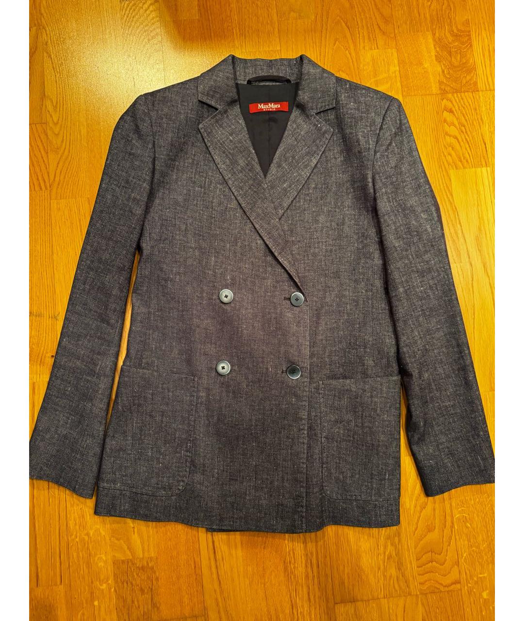 MAX MARA STUDIO Темно-синий хлопковый костюм с брюками, фото 7