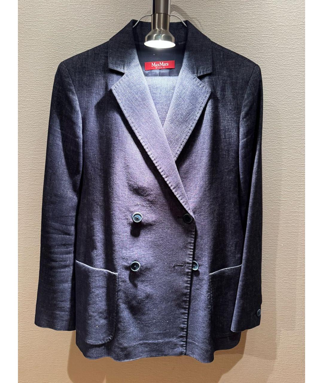 MAX MARA STUDIO Темно-синий хлопковый костюм с брюками, фото 6