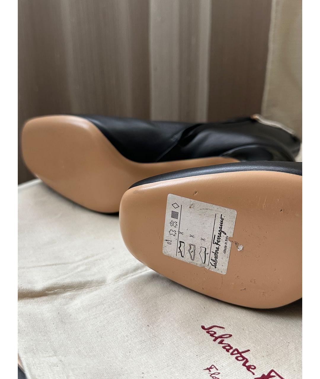 FERRAGAMO Черные кожаные ботильоны, фото 5